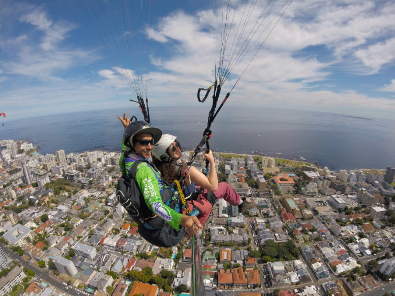 view of Sea Point and the Atlantic while paragliding